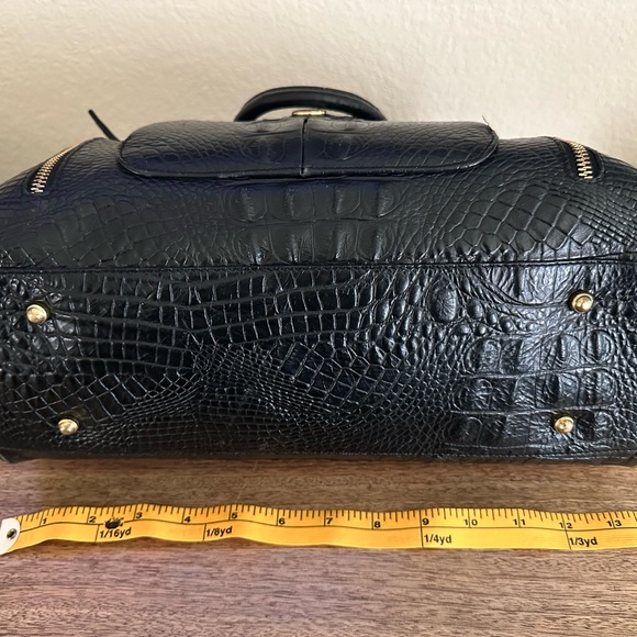 Brahim black Melbourne signature croc-embossed leather satchel. Genuine leather. - Picture 6 of 15